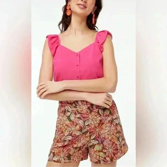 NWT J. Crew Factory Button Up Tank with Ruffle Sleeves size 6 - Picture 2 of 5